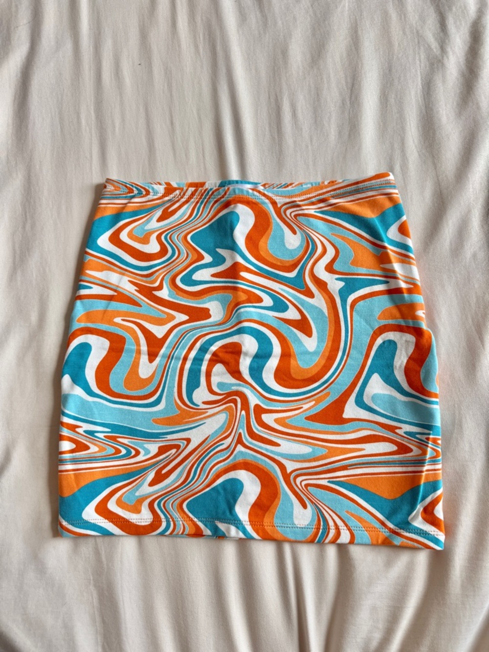 Garage Orange & Teal Swirl Mini Skirt